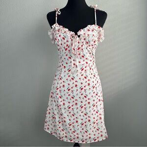 PRINCESS POLLY Allen Mini Dress Size US 6 Tie Straps Floral Milkmaid Valentines